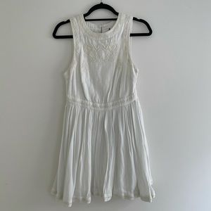 White Free People dress with cream embroidery